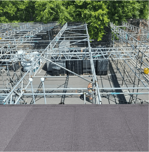 Image of process for job done at sure temporary fibre factory by Apex roofing and scaffolding